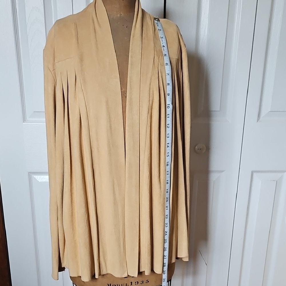 Tan Draped Cardigan with Pleated Front